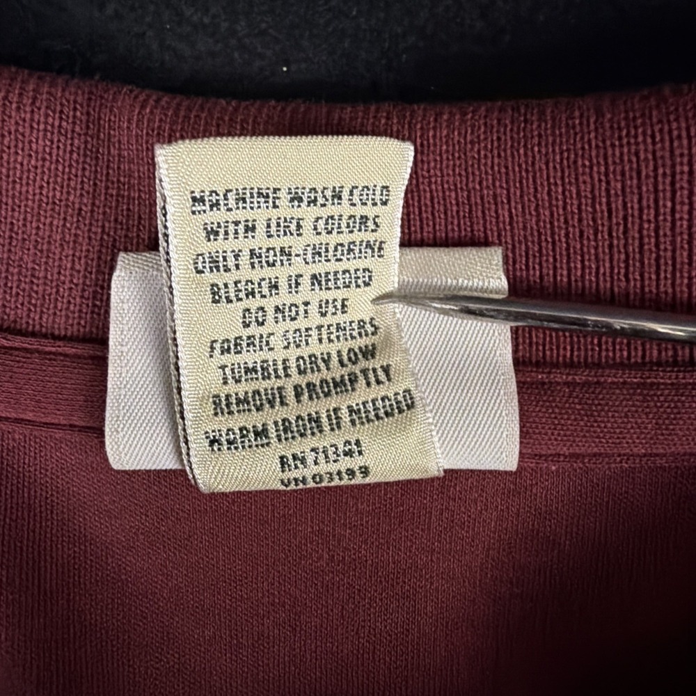 LL Bean Vintage Burgundy Pima Cotton Long Sleeve Polo Shirt Men's Size M 0FFK3 - Picture 7 of 9